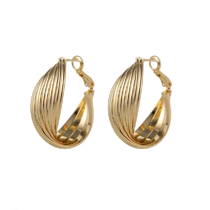 Large Criss Cross Gold Hoop Earrings